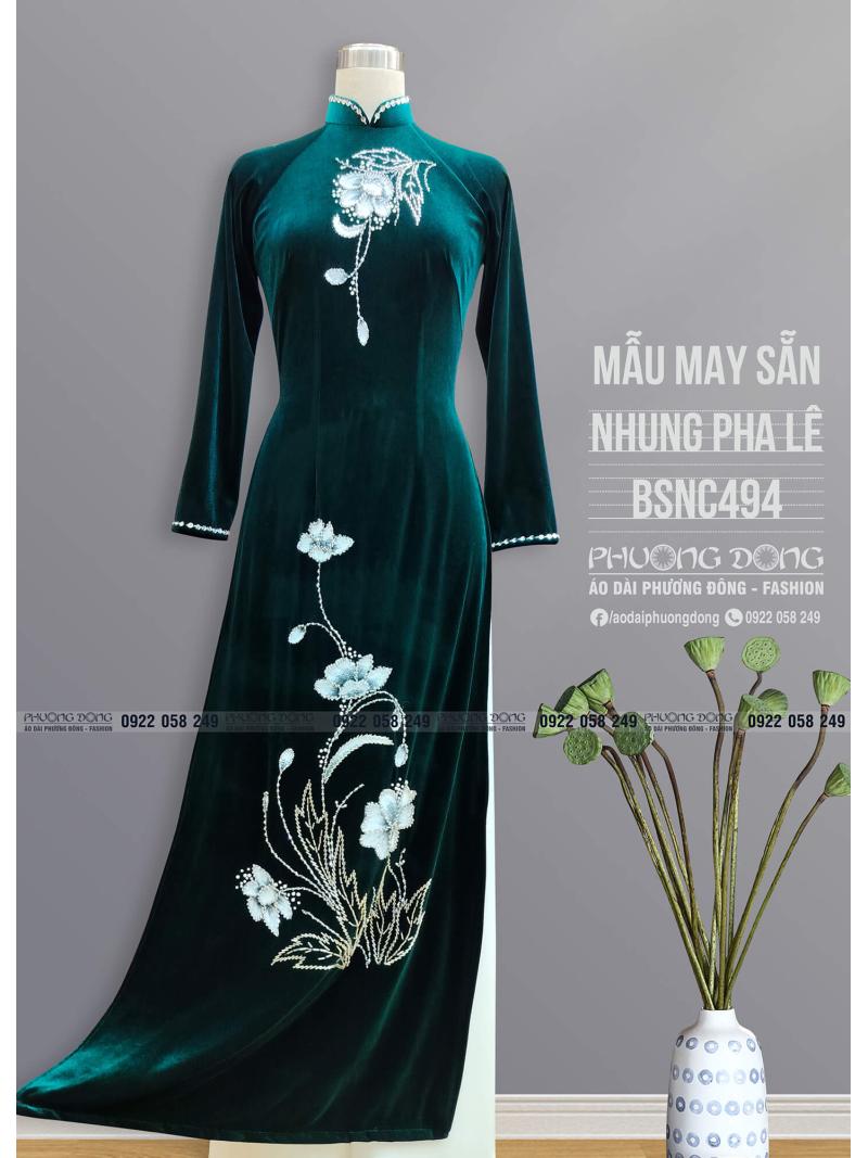 Áo Dài Bà Sui Nhung Đính Đá Pha Lê BSNC494